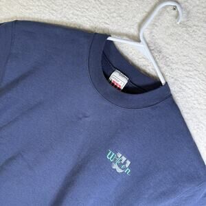Vintage Wilson Sweatshirt Mens Large Blue USA Made Crewneck Embroidered Logo